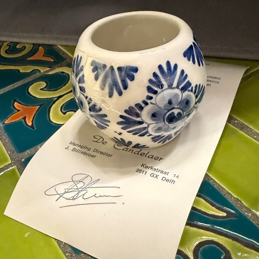 Delft Blue Candle Holder with authentication & numbered